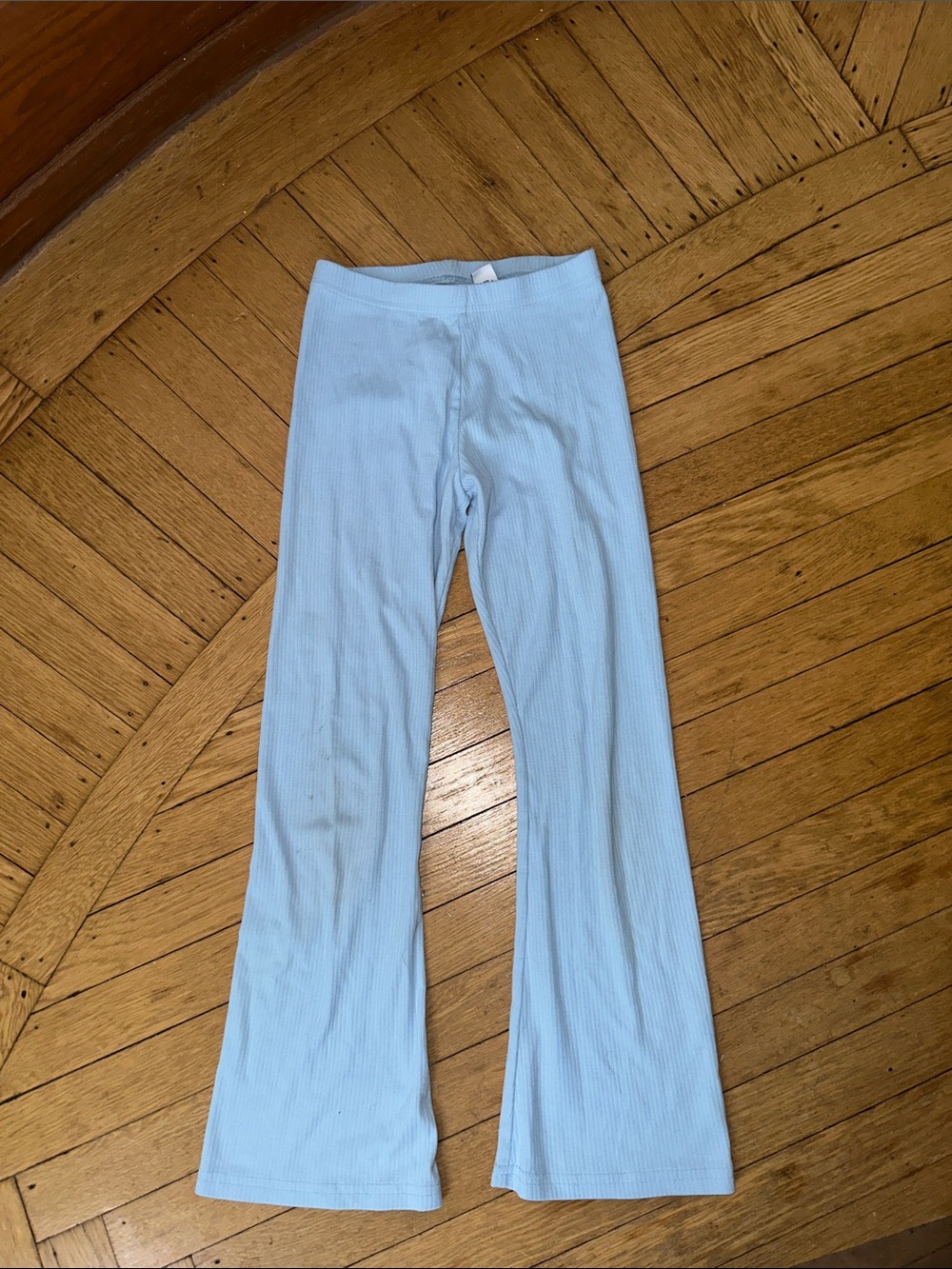 Light Blue Ribbed Flared girls Pants
